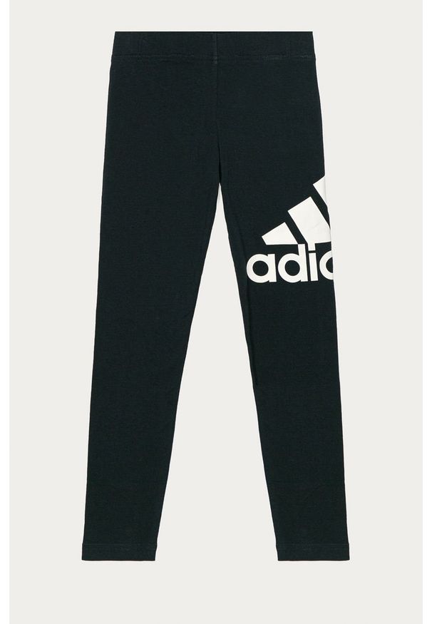 Adidas - adidas - Legginsy dziecięce 104-170 cm. Kolor: niebieski. Materiał: bawełna, dzianina, elastan. Wzór: nadruk