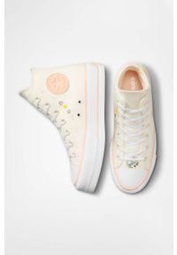 Converse trampki Chuck Taylor All Star Lift HI kolor beżowy A03516C. Nosek buta: okrągły. Kolor: beżowy. Materiał: guma. Obcas: na platformie #3