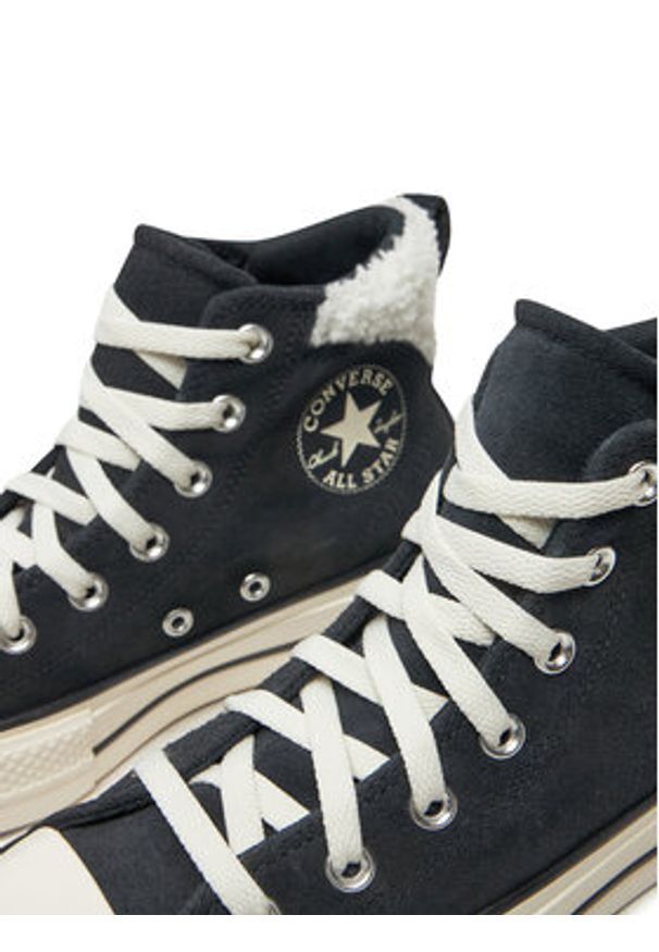 Converse Trampki Chuck Taylor All Star Puff Lift A09377C Czarny. Kolor: czarny. Materiał: zamsz, skóra