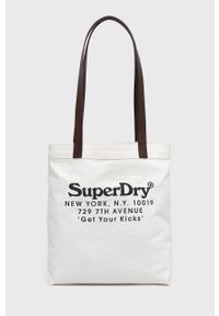 Superdry torba kolor biały. Kolor: biały. Wzór: nadruk #1