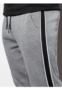 Ombre Clothing - Spodnie męskie dresowe joggery P898 - szary melanż - XL. Kolor: szary. Materiał: dresówka. Wzór: melanż. Styl: elegancki #5
