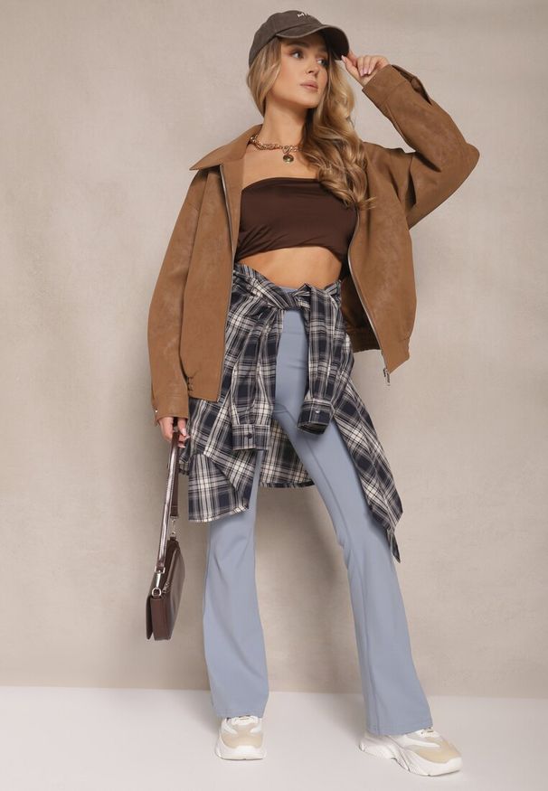 Renee - Jasnoniebieskie Legginsy Dzwony High Waist Korivienne. Okazja: na co dzień. Stan: podwyższony. Kolor: niebieski. Styl: elegancki, casual