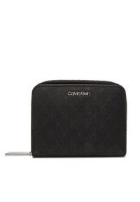 Calvin Klein Mały Portfel Damski Ck Must Aop Md Zip Around W Flap LV04F1037G Czarny. Kolor: czarny. Materiał: skóra