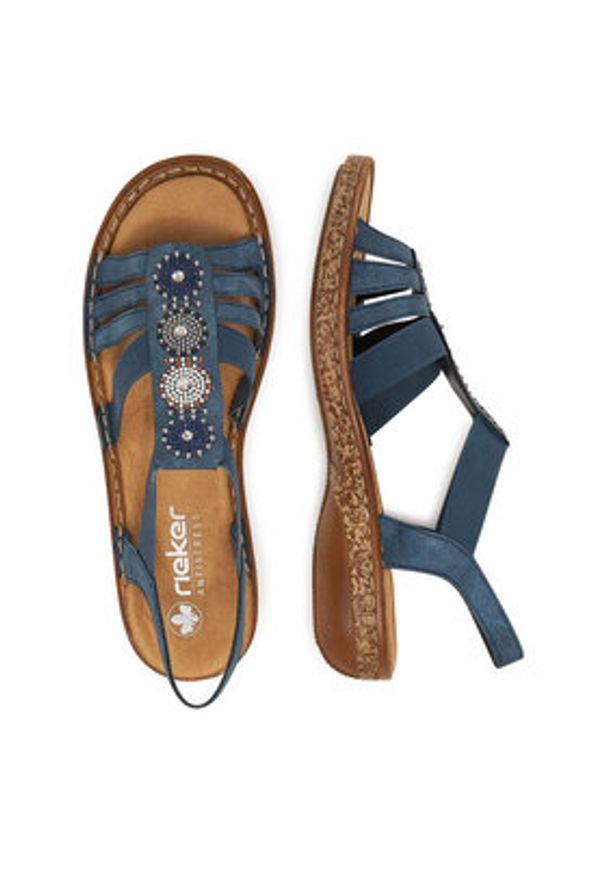 Rieker Sandały 628G9-16 Granatowy. Kolor: niebieski. Materiał: syntetyk, materiał