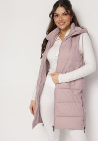 Born2be - Ciemnoróżowa Pikowana Kamizelka z Kapturem i Obustronnym Suwakiem Trilasa. Typ kołnierza: kaptur. Kolor: różowy. Styl: elegancki #3