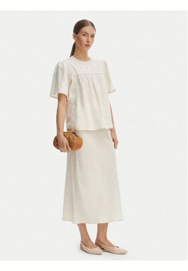 Weekend Max Mara Bluzka Bacino 2615941082 Écru Relaxed Fit. Kolor: kremowy. Materiał: len