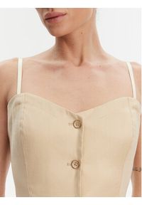 Guess Top W5GH0L WH5L2 Beżowy Regular Fit. Kolor: beżowy. Materiał: len #2