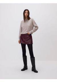 Reserved - Spódnico-szorty z imitacji skóry - burgundowy. Kolor: czerwony. Materiał: skóra