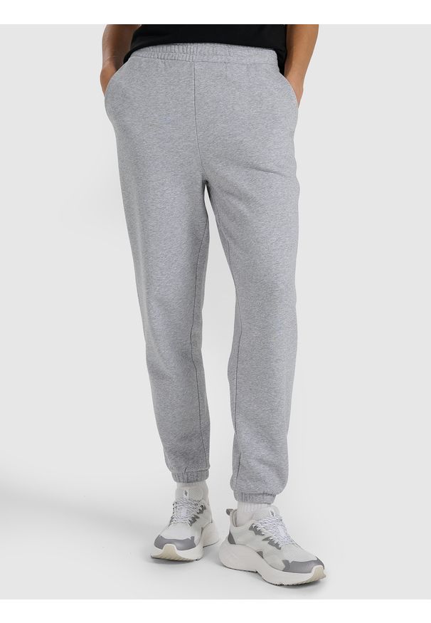 4f - 4F Spodnie dresowe joggery damskie - szare S. Kolor: szary. Materiał: dresówka