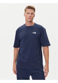 The North Face T-Shirt Simple Dome NF0A87NR Granatowy Oversize. Kolor: niebieski. Materiał: bawełna