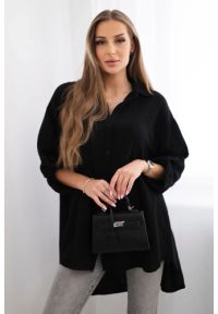 Kesi Włoski - Koszula bawełniana muślinowa czarna. Kolor: czarny. Materiał: bawełna