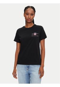 GANT - Gant T-Shirt Bisiklet Yaka 4200277 Czarny Regular Fit. Kolor: czarny. Materiał: bawełna