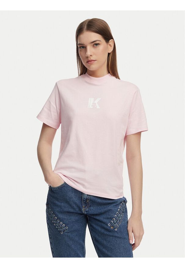 Karl Lagerfeld Jeans T-Shirt A1W17031 Różowy jasny Regular Fit. Kolor: różowy. Materiał: bawełna