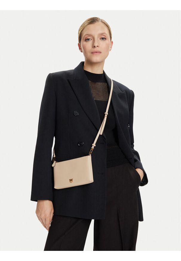 Pinko - PINKO Torebka Flat Horizontal Mini AI 25-26 104277 A0F1 Beżowy. Kolor: beżowy. Materiał: skórzane