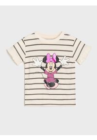Sinsay - Koszulka w paski Minnie Mouse - kremowy. Kolor: kremowy. Wzór: paski, motyw z bajki #1