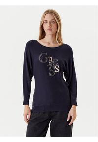 Guess Sweter W5YR22 Z2NQ2 Granatowy Regular Fit. Kolor: niebieski. Materiał: wiskoza