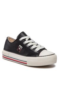 TOMMY HILFIGER - Tommy Hilfiger Trampki Low Cut Lace-Up Sneaker T3A9-32287-1355 m Czarny. Kolor: czarny. Materiał: skóra #2