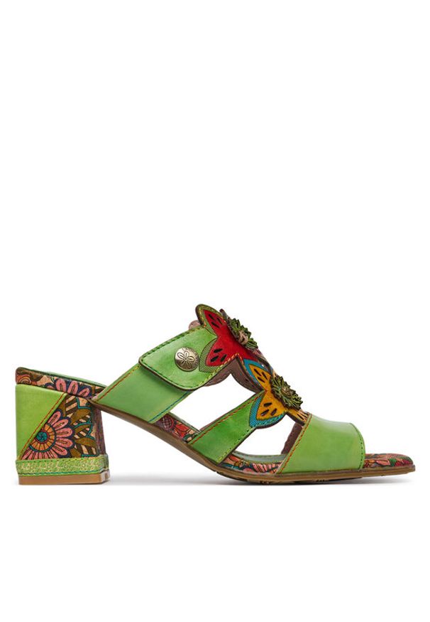 Laura Vita Klapki Jacqueso 09 Zielony. Kolor: zielony. Materiał: skóra