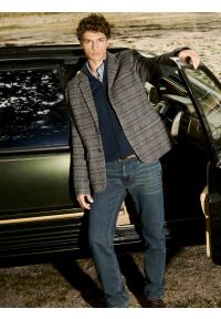 Big-Star - Sweter męski rozpinany ze stójką granatowy Nazar 403. Okazja: na co dzień. Typ kołnierza: kołnierzyk stójkowy. Kolor: niebieski. Materiał: dzianina, jeans. Wzór: gładki, ze splotem. Styl: casual, klasyczny #4