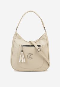 Born2be - Beżowa Torebka Typu Shopper Ozdobiona Frędzlami Felluria. Kolor: beżowy. Wzór: aplikacja. Dodatki: z frędzlami. Styl: biznesowy, klasyczny, elegancki, casual