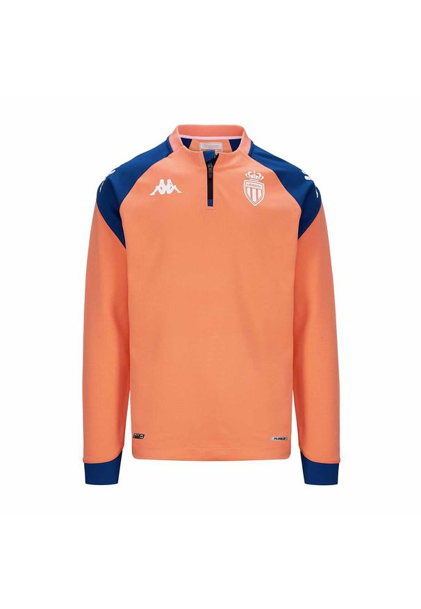 Kappa - Bluza treningowa z zamkiem błyskawicznym 1/4 AS Monaco Pro 7 2023/24. Kolor: pomarańczowy. Sport: piłka nożna