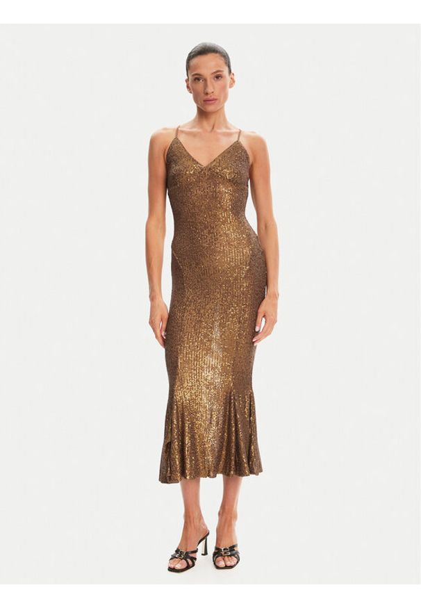 NORMA KAMALI Sukienka koktajlowa ST4243SQ162151 Brązowy Slim Fit. Kolor: brązowy. Materiał: syntetyk. Styl: wizytowy