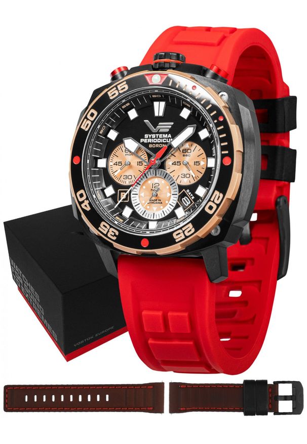 Zegarek męski Vostok Europe VK67-650E721SR czerwony. Kolor: czerwony