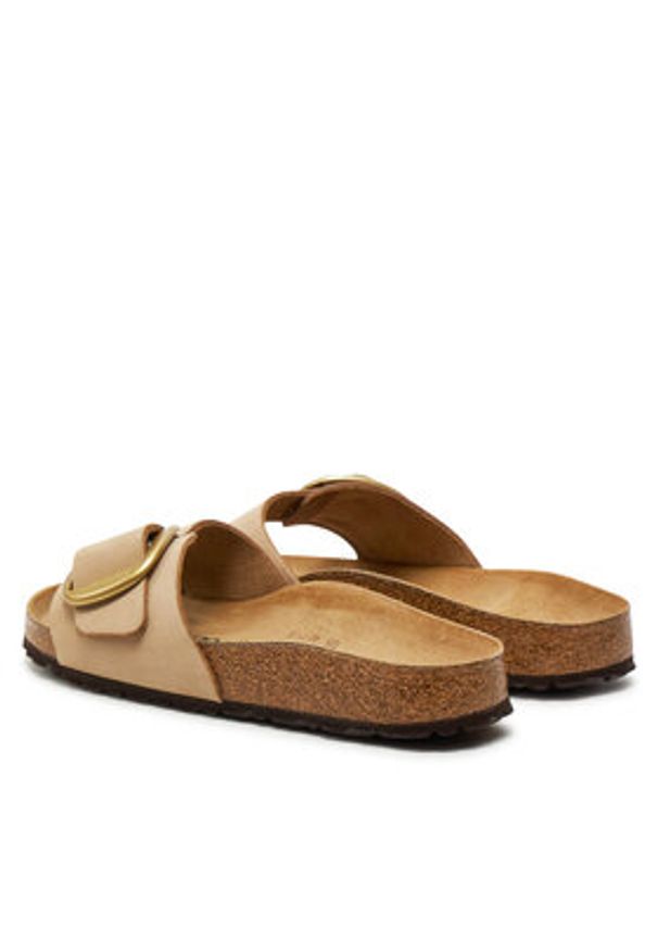 Birkenstock Klapki Madrid Big Buckle 1024009 Beżowy. Kolor: beżowy. Materiał: nubuk, skóra