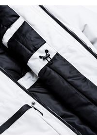 Ombre Clothing - Kurtka męska zimowa C450 - biała - XXL. Kolor: biały. Materiał: poliester. Wzór: aplikacja. Sezon: zima #5