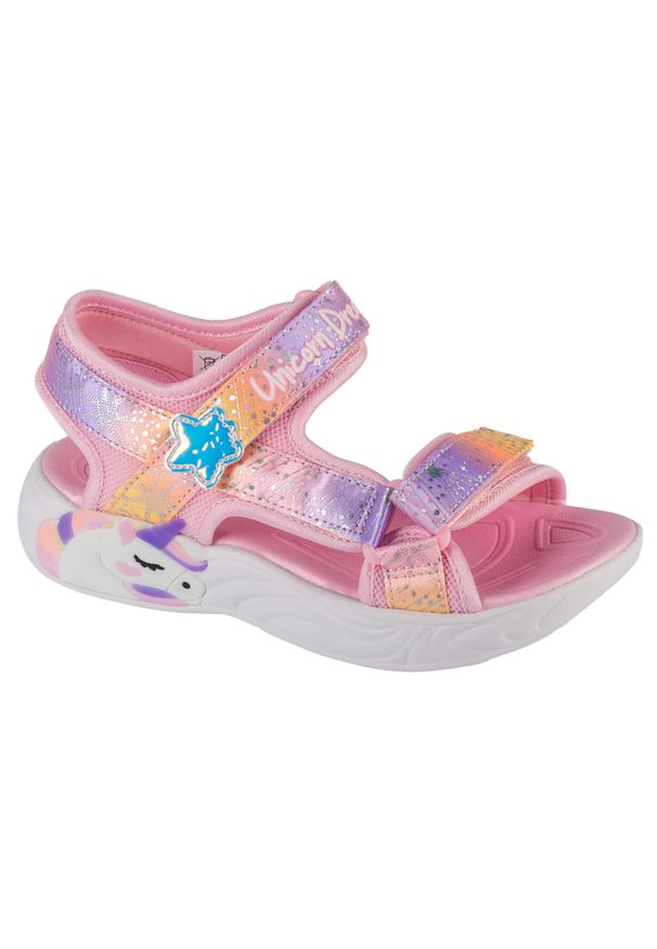skechers - Sandały dziewczęce, Unicorn Dreams - Majestic Bliss. Kolor: różowy. Materiał: syntetyk, materiał, tkanina. Sport: turystyka piesza