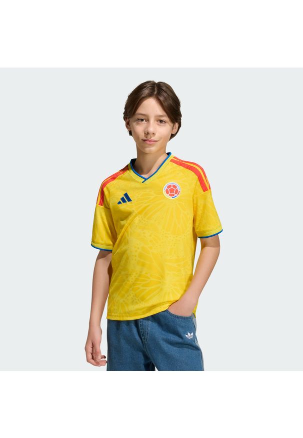 Adidas - Dziecięca koszulka podstawowa Kolumbia 26. Kolor: żółty. Materiał: dzianina. Sport: piłka nożna