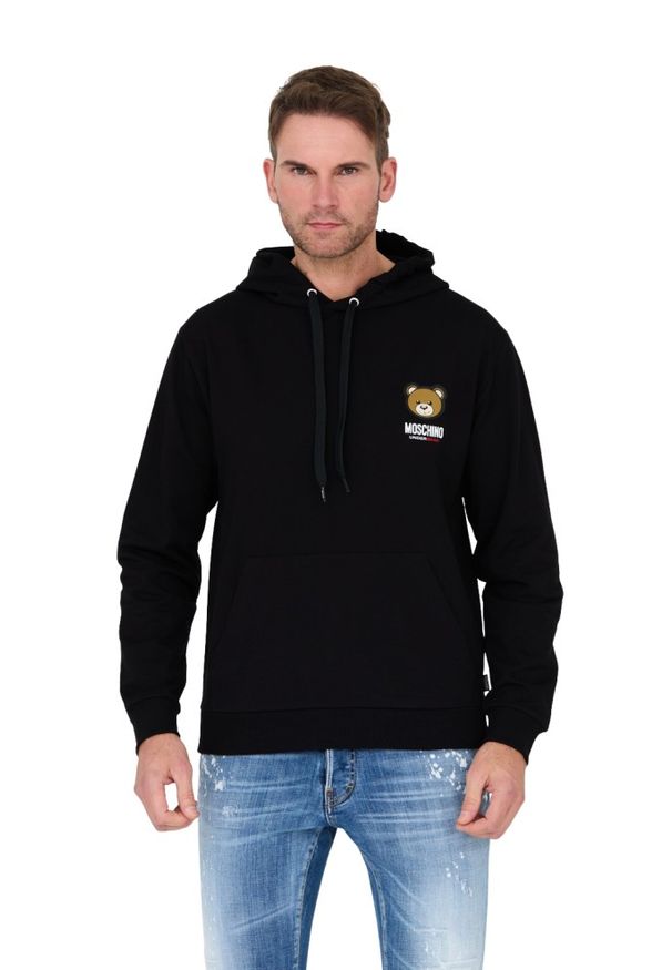 MOSCHINO Czarna bluza z kapturem. Typ kołnierza: kaptur. Kolor: czarny