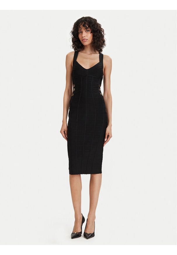 Elisabetta Franchi Sukienka koktajlowa AM-24D-62E2-V790 Czarny Slim Fit. Kolor: czarny. Materiał: wiskoza. Styl: wizytowy