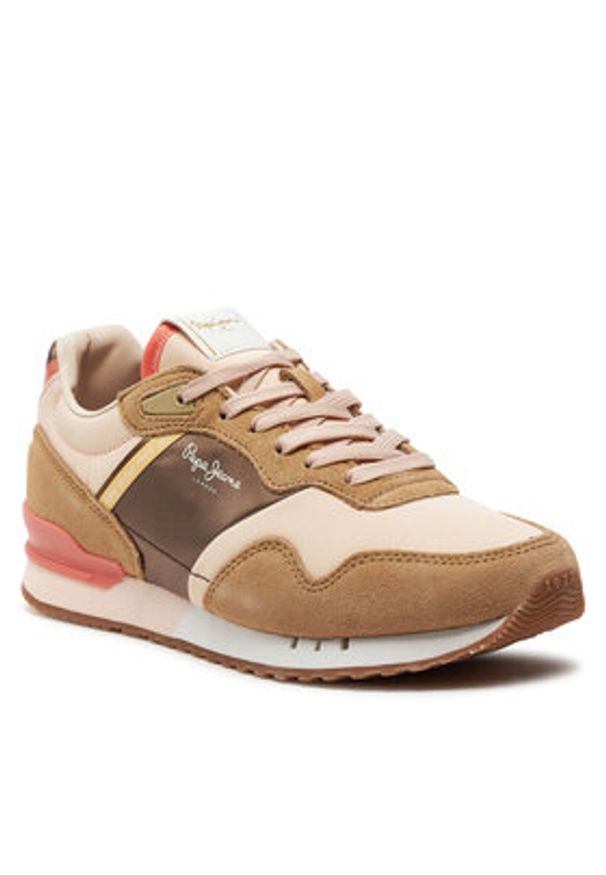 Pepe Jeans Sneakersy London Glam W PLS40006 Beżowy. Kolor: beżowy. Materiał: materiał