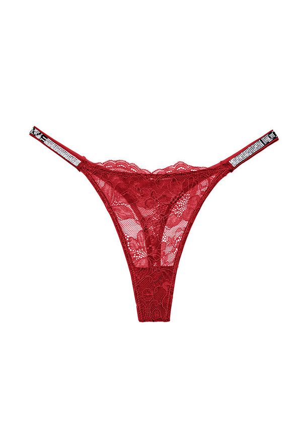 Intica - Stringi koronkowe z cyrkoniami na specjalne okazje Lovisa. Kolor: czerwony. Materiał: koronka. Wzór: aplikacja