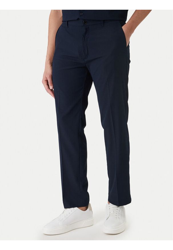 Calvin Klein Spodnie materiałowe LV04LF609G Granatowy Straight Fit. Kolor: niebieski. Materiał: syntetyk