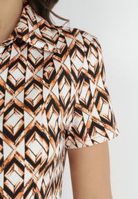 Born2be - Beżowo-Bordowa Koszulowa Sukienka Maxi z Materiałowym Paskiem Rainora. Okazja: na co dzień. Typ kołnierza: dekolt w kształcie V. Kolor: beżowy. Materiał: materiał. Długość rękawa: krótki rękaw. Typ sukienki: koszulowe. Styl: klasyczny, casual, elegancki. Długość: maxi #3