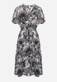 Born2be - Czarna Kopertowa Sukienka z Bawełną o Rozkloszowanym Kroju z Paskiem Aulinea. Okazja: na spacer, na co dzień. Typ kołnierza: dekolt w kształcie V, dekolt kopertowy. Kolor: czarny. Materiał: bawełna. Typ sukienki: kopertowe. Styl: elegancki, casual #6