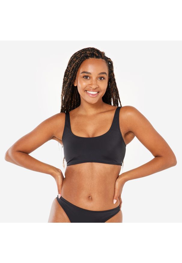 OLAIAN - Góra kostiumu kąpielowego surfingowego damska Olaian Aurely. Kolor: czarny. Materiał: poliester, poliamid, materiał, elastan