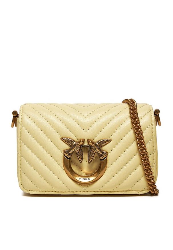 Pinko Torebka Love Click Micro 100069 A0GK Żółty. Kolor: żółty. Materiał: skórzane
