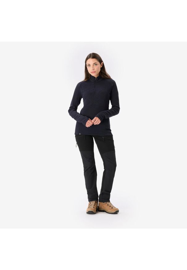 SIMOND - Koszulka damska trekkingowa z długim rękawem Merino Resist. Kolor: niebieski, wielokolorowy, czarny. Materiał: poliester, wełna, materiał, akryl, poliamid. Długość rękawa: długi rękaw. Długość: długie. Sport: turystyka piesza