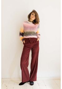 Nommo - Sztruksowe Spodnie z Prostymi Nogawkami - Bordowe. Kolor: czerwony. Materiał: sztruks #1