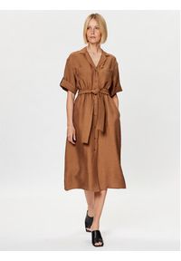 Seidensticker Sukienka koszulowa 60.134732 Brązowy Regular Fit. Kolor: brązowy. Materiał: wiskoza. Typ sukienki: koszulowe