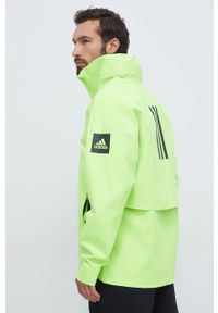 Adidas - adidas kurtka męska kolor zielony przejściowa. Typ kołnierza: kaptur. Kolor: zielony. Materiał: materiał #4