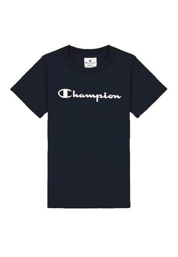 Koszulka sportowa chłopięca Champion Crewneck Tshirt. Kolor: niebieski. Długość rękawa: krótki rękaw. Długość: krótkie. Sport: joga i pilates