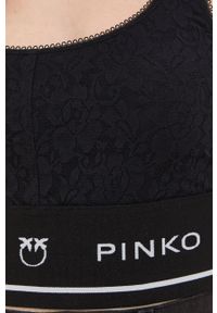 Pinko top damski kolor czarny. Kolor: czarny. Materiał: koronka. Długość rękawa: na ramiączkach #5