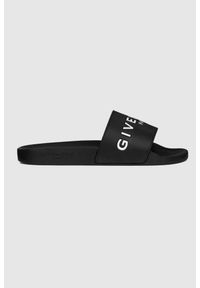 Givenchy - GIVENCHY Czarne klapki damskie z białym logo. Kolor: czarny