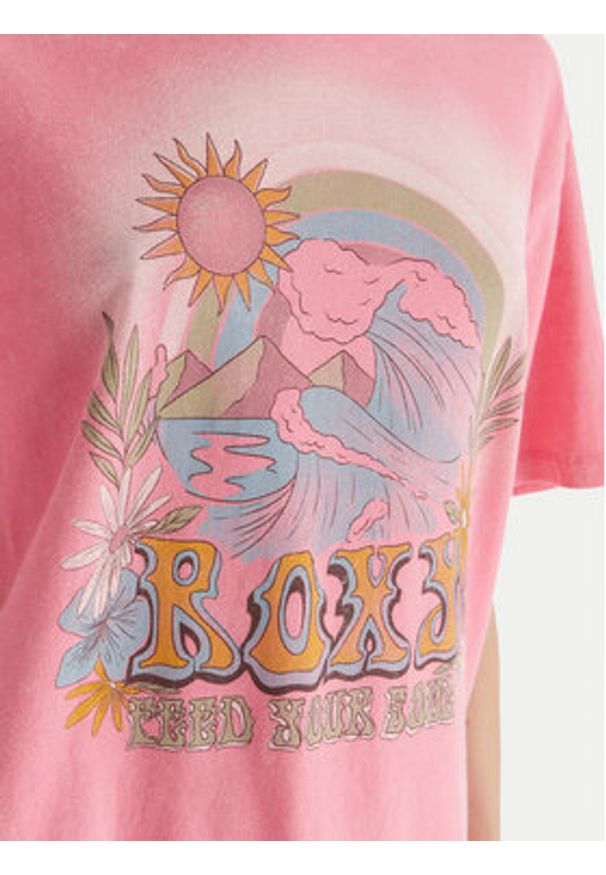 Roxy T-Shirt Sunnyoversize Optic Wash ERJZT06022 Różowy Oversize. Kolor: różowy. Materiał: bawełna