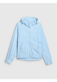 4f - 4F Kurtka przejściowa damska - granatowa S. Kolor: niebieski. Materiał: skóra, materiał #1