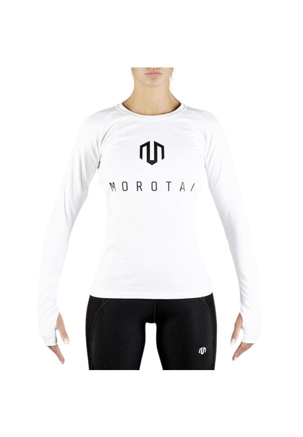 MOROTAI - Koszulka treningowa damska Morotai Premium Brand Londgsleeve. Kolor: biały. Materiał: bawełna, elastan. Sport: fitness